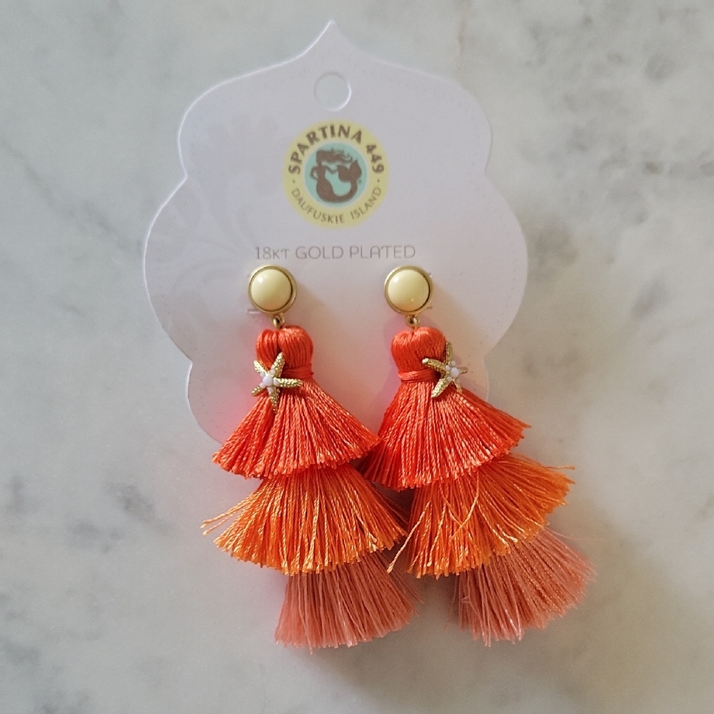 Spartina 449 Coral Tassel Earrings